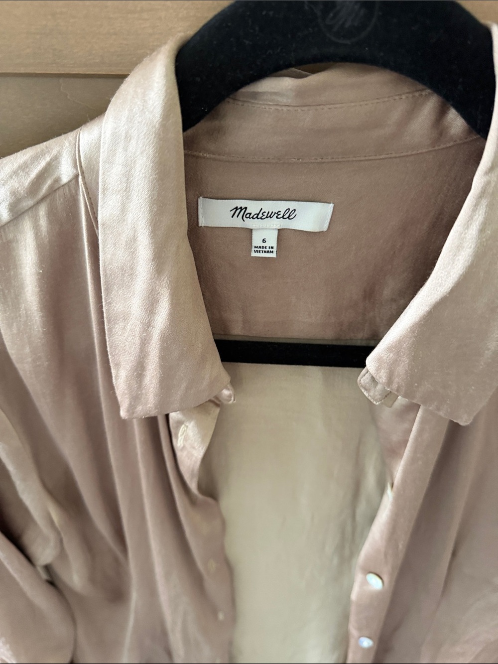 Madewell Gold Silk-like Button-Front Top